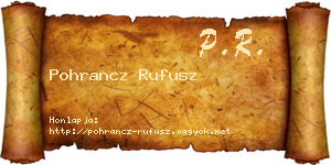 Pohrancz Rufusz névjegykártya